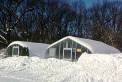 Greenhouses in snow